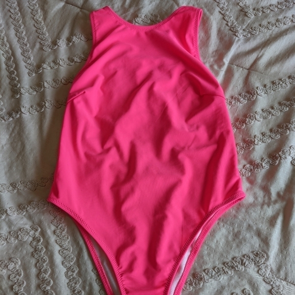 Goldie Cross Back One Piece Swimsuit Neon Pink Size S - Picture 3 of 5